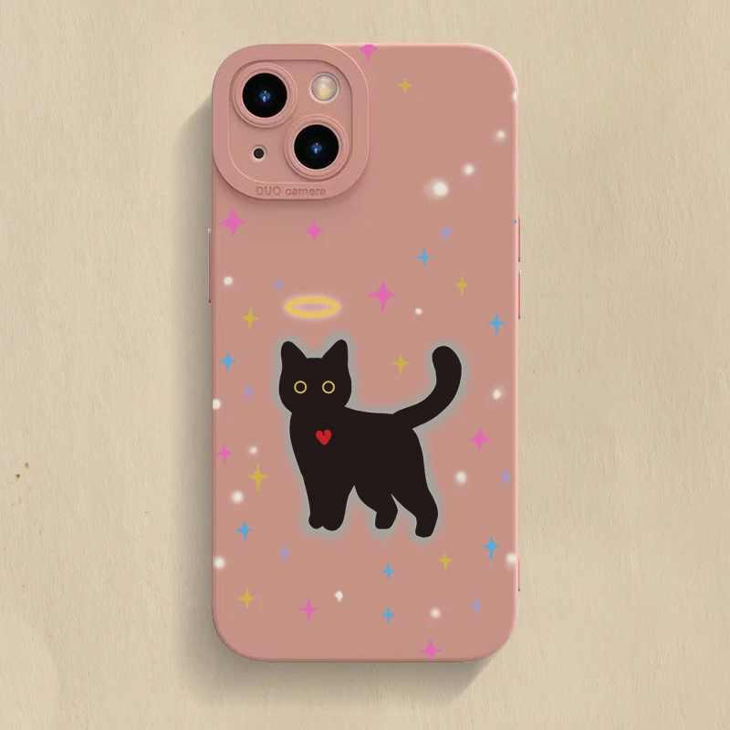 Stylish Black Cat Print Phone Case