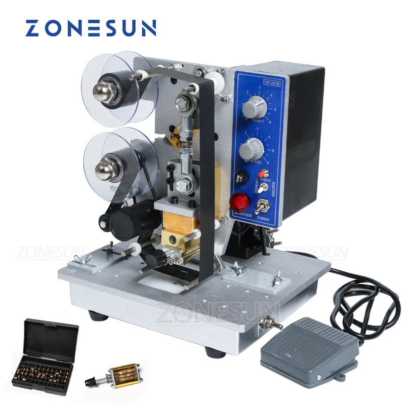 Zonesun Semiautomatic Electric Hot Stamp Ribbon Code Printer Ribbon Coder Hp241b Color Ribbon
