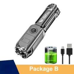 High-Performance Rechargeable USB LED Flashlight - Waterproof & Zoomable Tactical Light, 100000 Lumens (1PC)