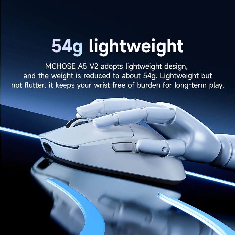 MCHOSE A5 V2 Ultralight Wireless Gaming Mouse 26000DPI 4000Hz PAW3395 3-Mode (BT/Type-C/2.4G) For Esports PC Games wireless mouse gaming mouse wireless gaming mouse