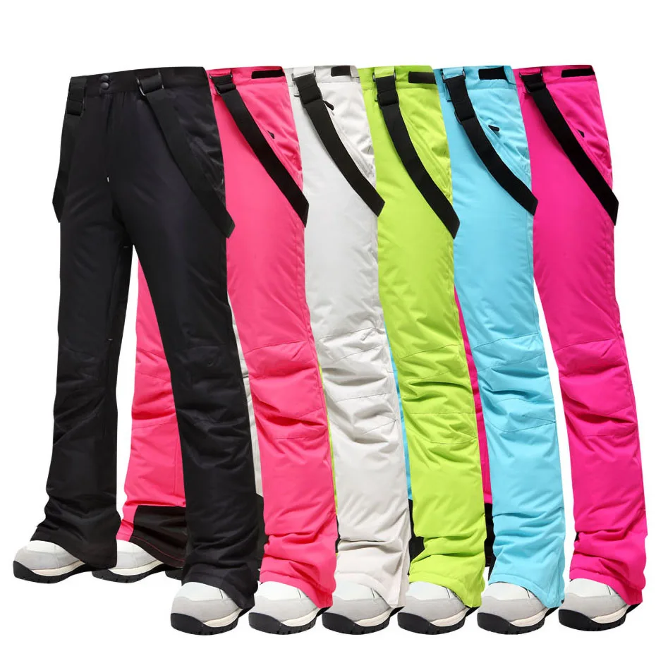Skiing Pants -30℃ Women Ski Pants Outdoor Sports Suspenders Trousers Windproof Waterproof Warm Winter Snow Snowboard