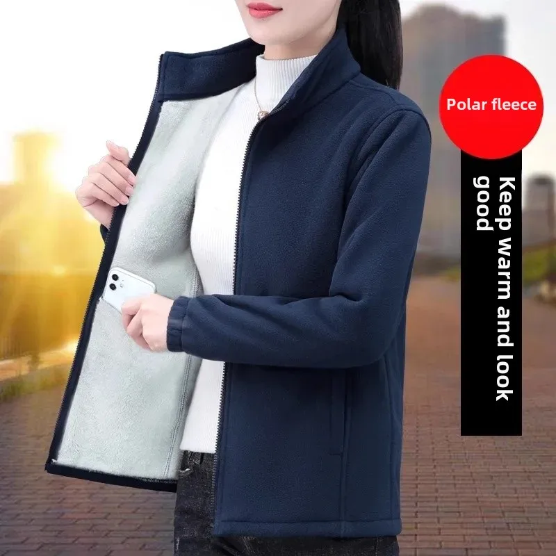 المرأة سميكة جاكيت من الصوف على الوجهين المخملية م...