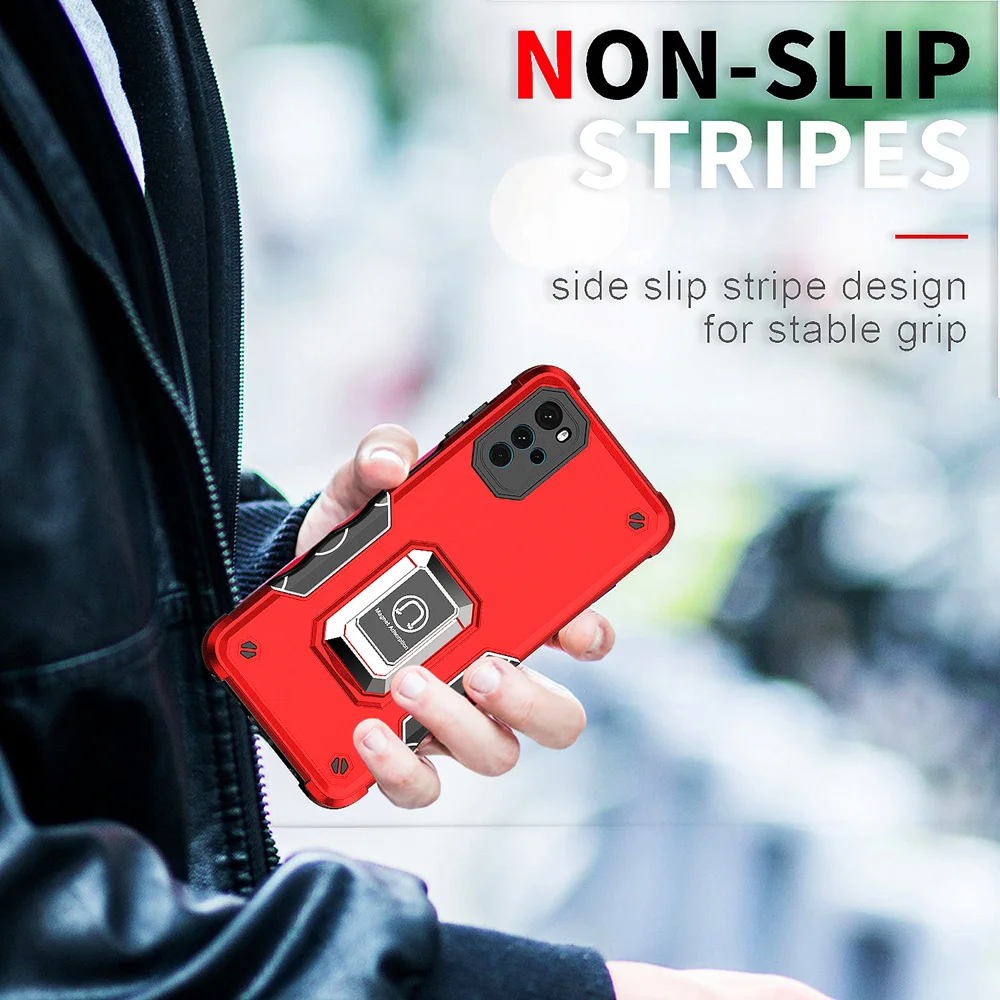 KEYSION Stoßfeste Rüstungshülle für Motorola Moto G22 Silikon + PC-Ringständer Telefonrückseite für Motorola MOTO G22_voghion.com