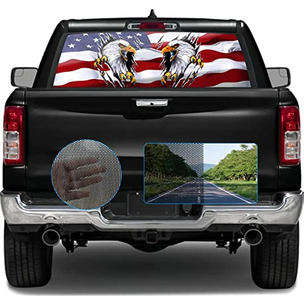 

WILDLAVIE перфорированная наклейка на заднее стекло, американский флаг, Орлан, патриотический, размер 66x20 дюймов, подходит для большинства устройств