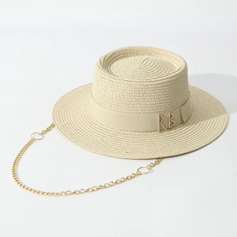 Straw Hats Ribbon Decoration Elegant Ladies Party Dress Travel Beach Sun Hat...