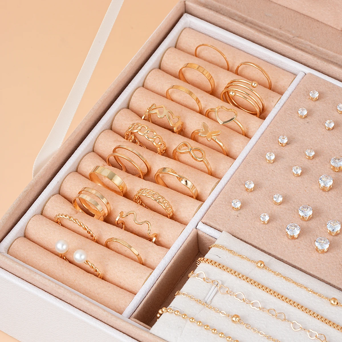 81 Pcs/Set Fashion Metal Wide Face Earrings Necklace Ring Bracelet Jewelry Set For Women Daily Wear New 2024 Festival Gifts