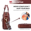 BULLCAPTAIN Men's Leather Briefcase Can Be Used For 15.5-Inch Notebook Large-Capacity Work Bags Business Shoulder Messenger Bag 5
