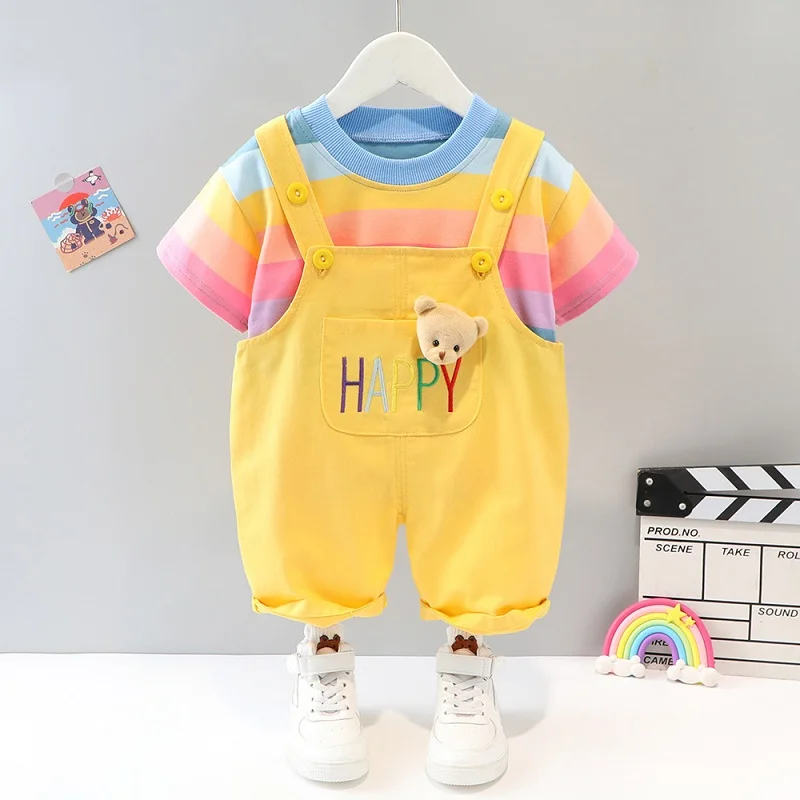 Newborn Baby Girls and Boys Clothing Suit For Spring summer Grils Bows Set New Cute Overalls Baby Clothing Set For Boys Clothes Baby Clothing Set classic