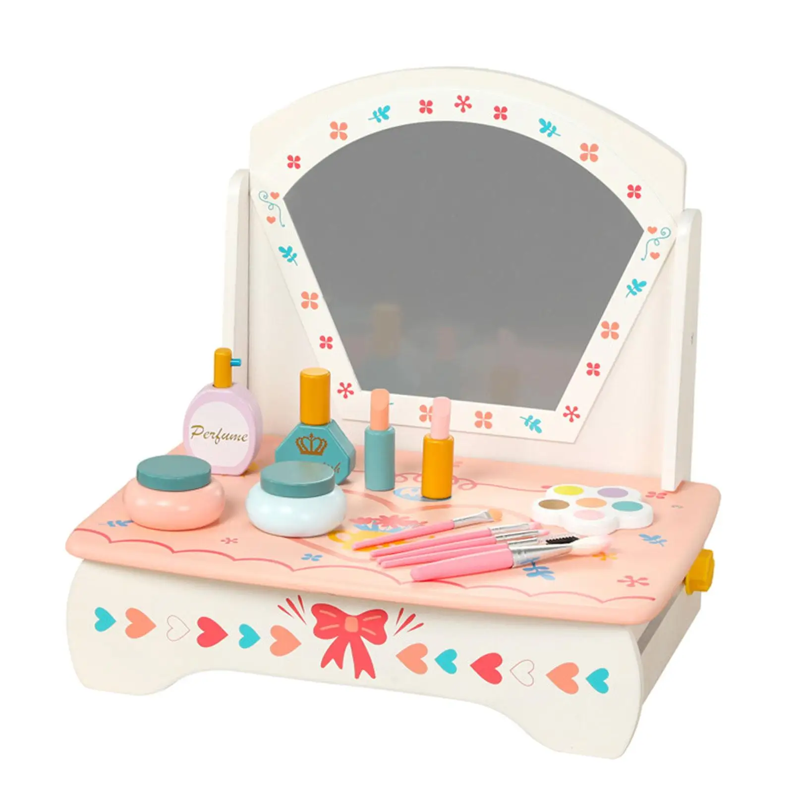 Wooden Vanity Table Toy with Accessories Girls Playset Makeup Kits Beauty Salon Wooden Vanity Table Toy with Accessories Girls Playset Makeup Kits Beauty Salon
