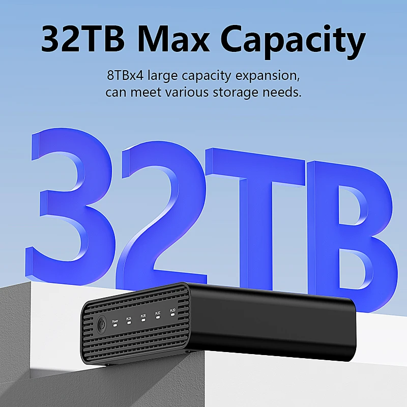 블루엔들리스 M2 4베이 USB4 외장 NVME SSD 인클로저 M.2 NVME 40Gbps M.2 NVME RAID PM/RAID 0/RAID 1/RAID 5/JBOD SSD 인클로저