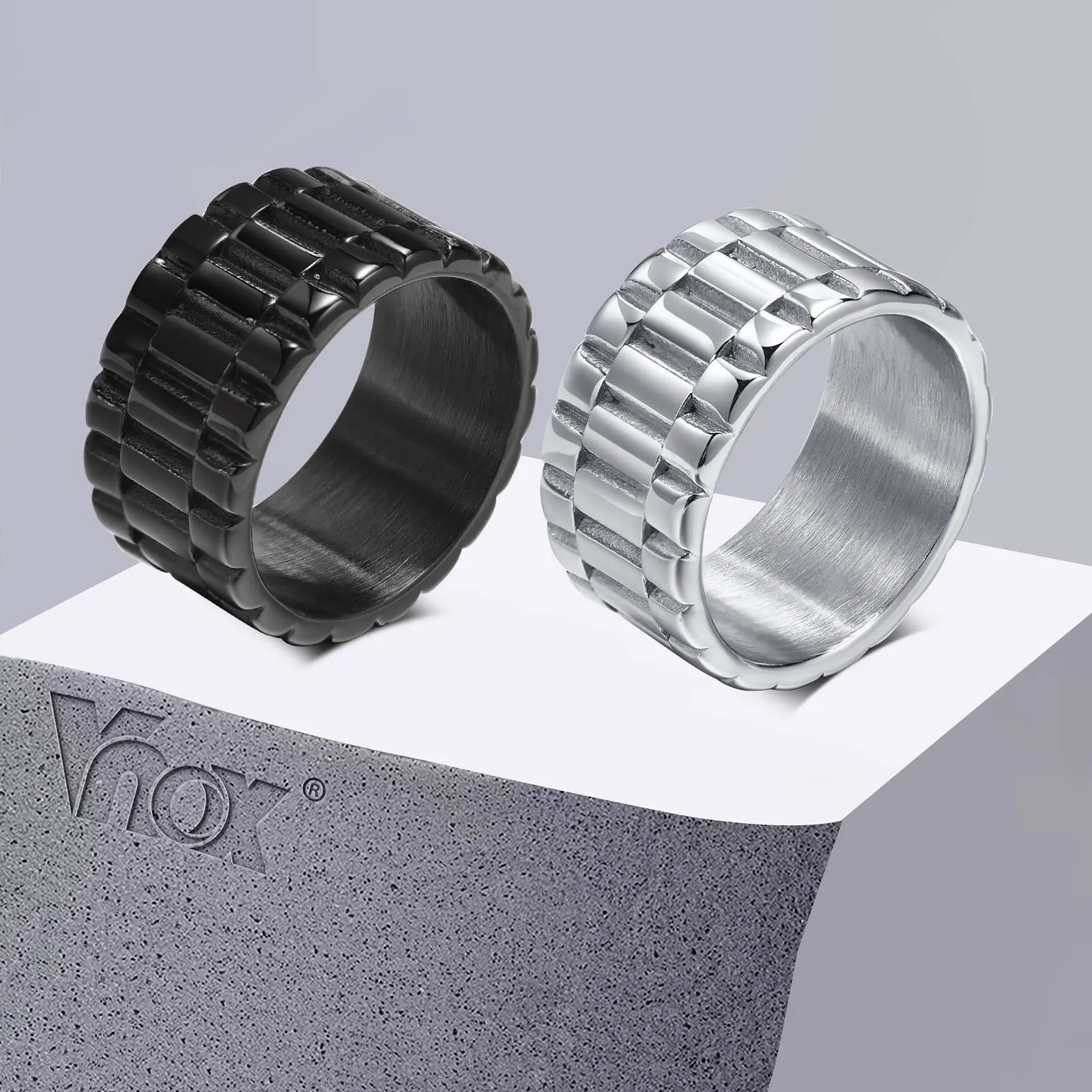 希少　　VAN リング Vnox Stylish Bands Rings for Men, 11MM Stainless Steel Rock