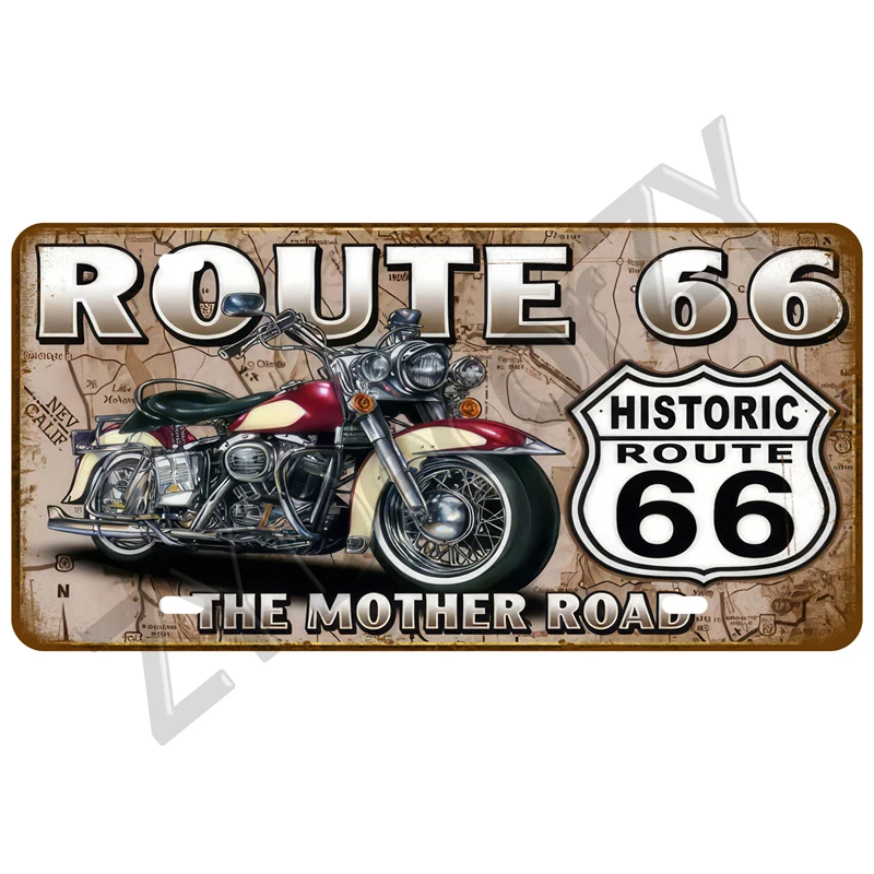 Route 66 Weißblech Platte Garage Auto Retro Metall Zeichen Poster an der Wand Zinn Zeichen Vintage Poster Wohnkultur Kunst Raum dekoration – Detail 13