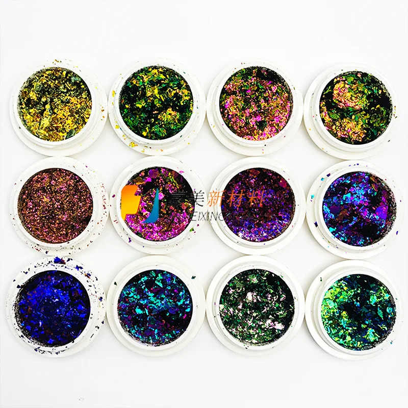 1Pc Iridescent Glitter Chameleon Nail Flakes Holographic Laser Colorful Nail Sequins For Sparkle Glitter Irregular Tips