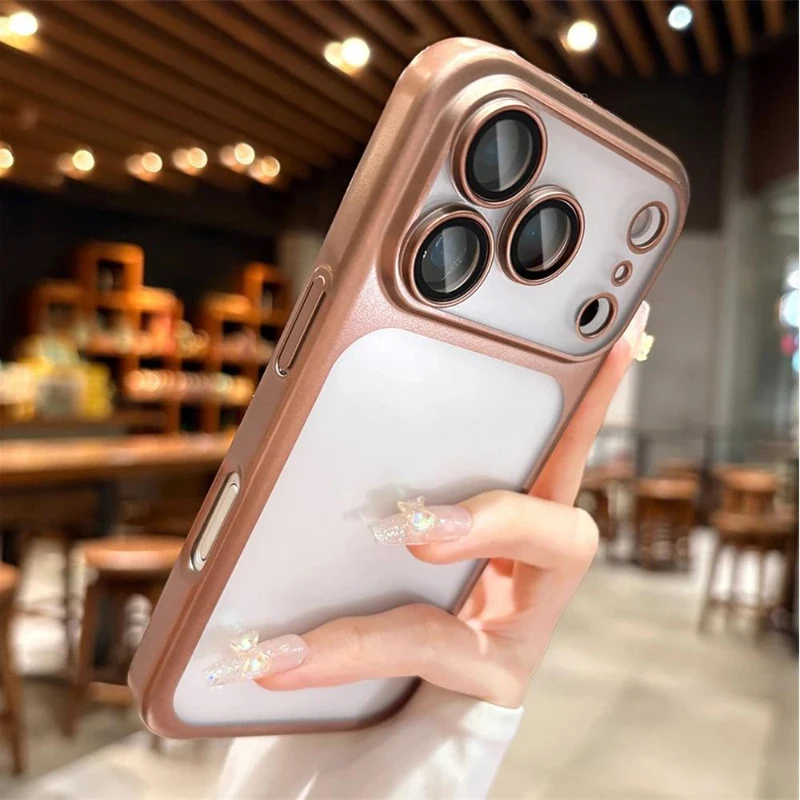 Luxury Matte Translucent Acrylic Phone Case with Plating Border