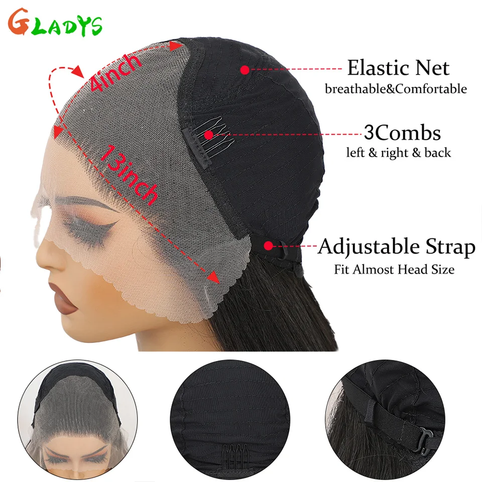 Gladys 320G 13x4 Highlight Body Wave Transparent Lace Front Wigs 30 Inch Ombre Brown Loose Wave Synthetic Hair Daily Life Wigs 4