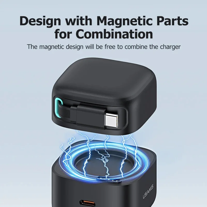 USAMS 35W PD Type-C Magnetic GaN Fast Charger EU US UK Plug Car Charger