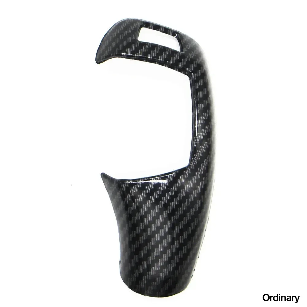 Carbon Fiber Texture Car Gear Shift Panel Frame and Knob Cover Trim