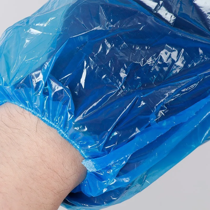 Waterproof oversleeves 100 Pcs Protective Waterproof Disposable Plastic Arm Sleeves Covers Oversleeves Oil-Proof with Elastic Wrist for Kitchen Restaurant