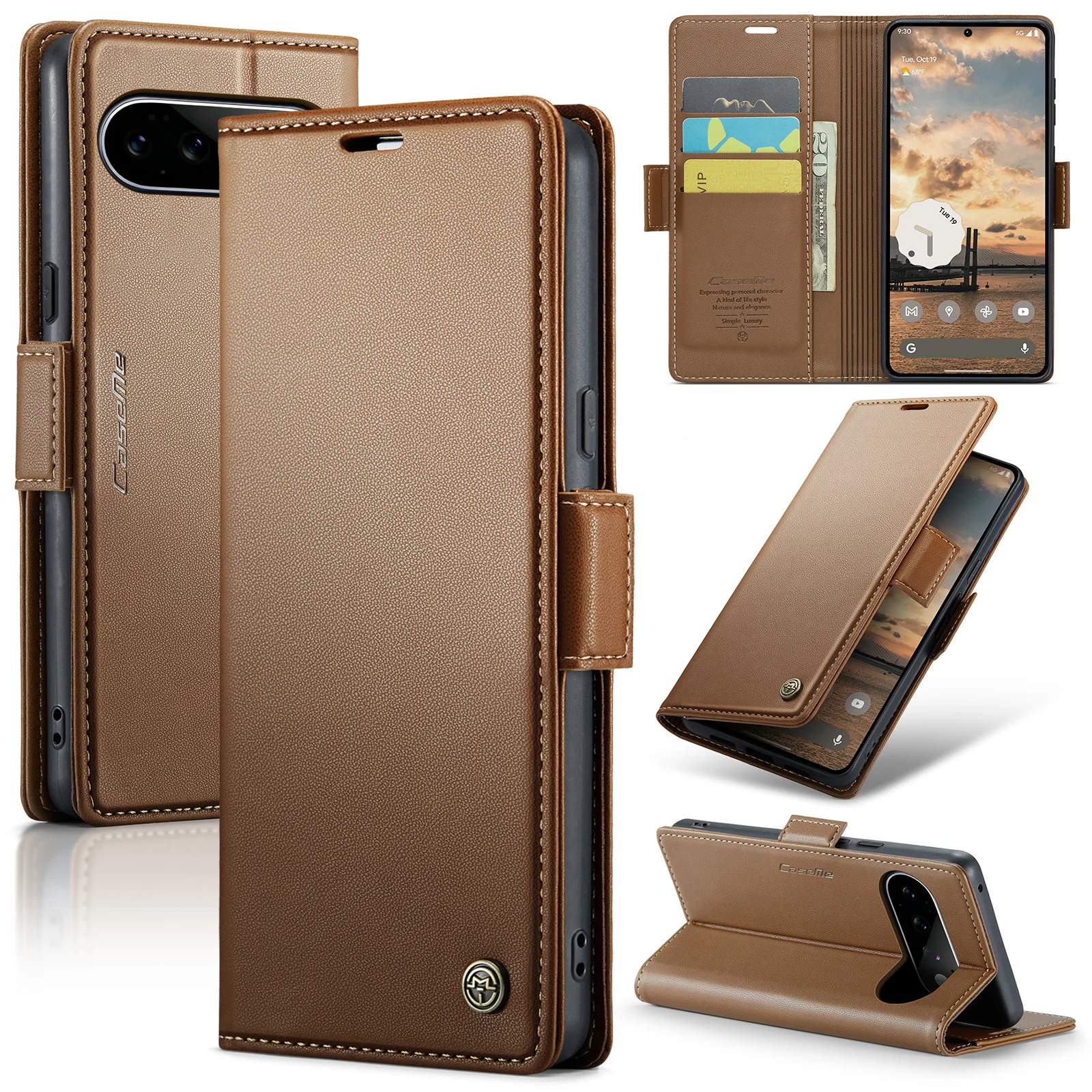 Leather Wallet Phone Case with Credit Card Holder & Shockproof Flip Cover