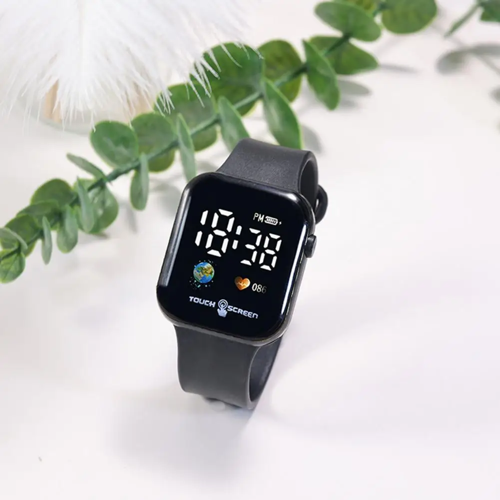 

Reading Watch Square Dial Watch Earth Design Heart Rate Monitor Sport Watch Touch Screen Led Digital Smartwatch for Students