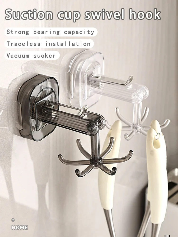 Description Picture 2 of itemWall Hanging Rotatable Hook With Suction Cup Multi-purpose Vacuum 6 Claw Hook Reusable Traceless Kitchen Bathroom Hook