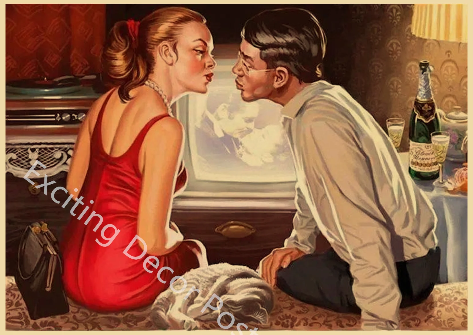 Vintage Soviet Era Pin-Up Girls Propaganda Poster Wall Art Decoration