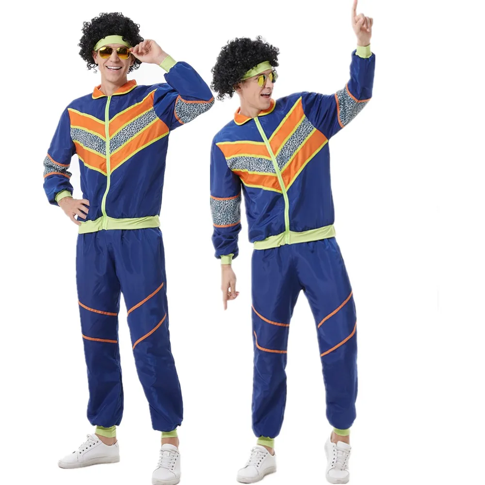 

Purim взрослые мужчины Ретро 70s 80s Костюм хиппи рок диско наряды Косплей Хэллоуин вечерние спортивная одежда платье