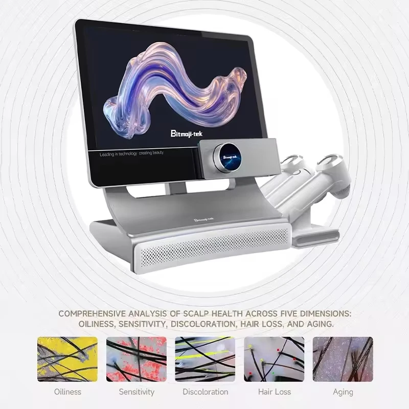 Analizzatore di Cuoio Capelluto Intelligente T5 AI, Microscopio Digitale HD LED da Tavolo per Uso Domestico e Analisi di Pelle e Capelli - immagine 2
