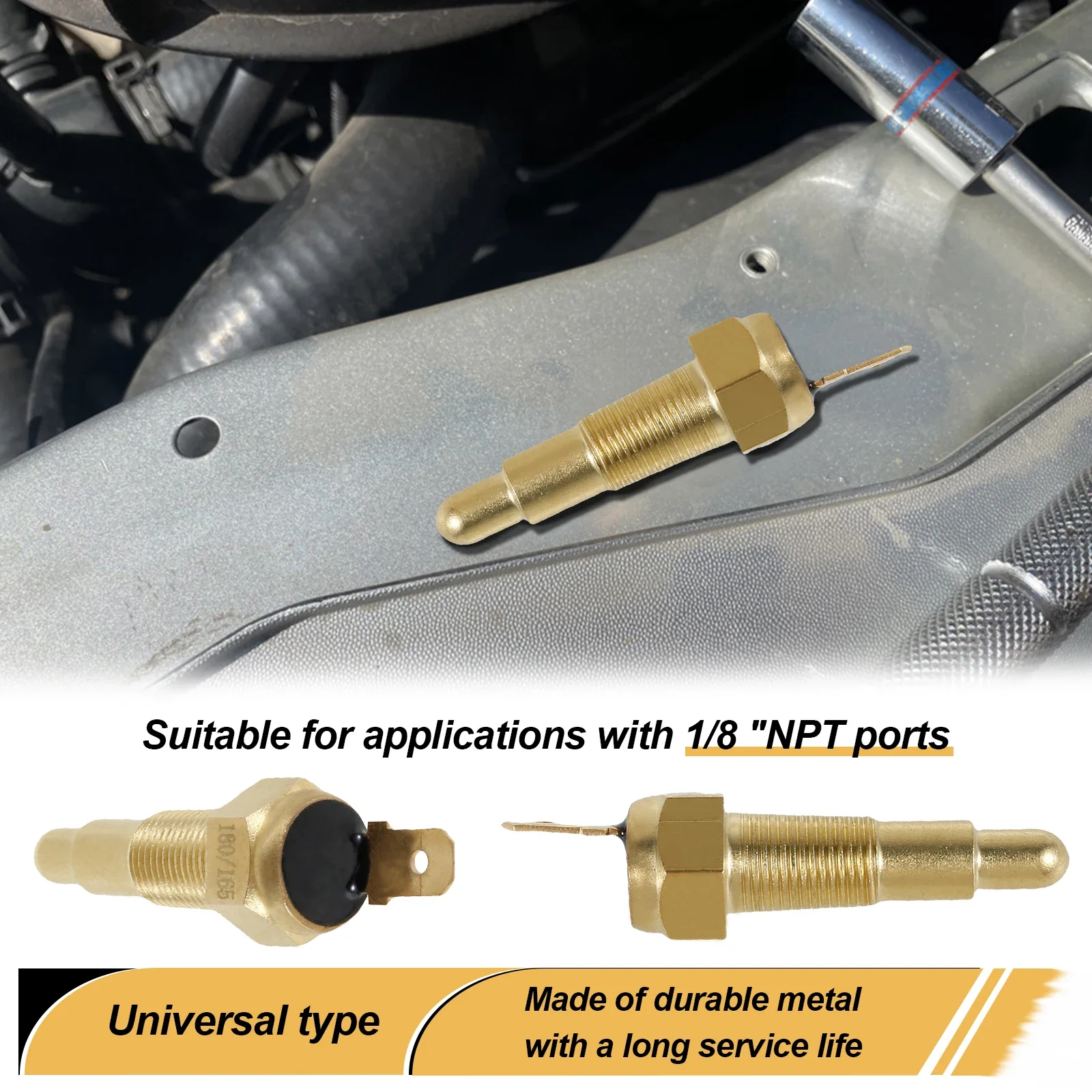 Engine Cooling Fan Thermostat Temperature Sensor Switch 1/8"NPT 180 Fahrenheit on 165 Fahrenheit Off for Water Oil Coolant