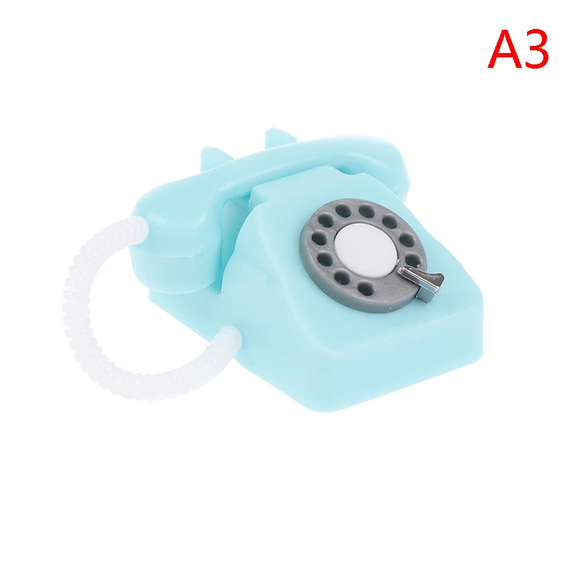 1/12 Dolls House Retro Metal Desk Rotary Dial Telephone Phone French Style Accs