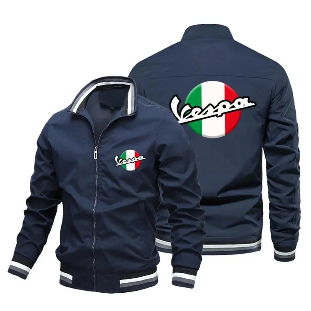 

Men's Vespa Casual Motorcycle Jacket Printed with Logo, Windproof Collar, Pilot Jacket, New, 2024