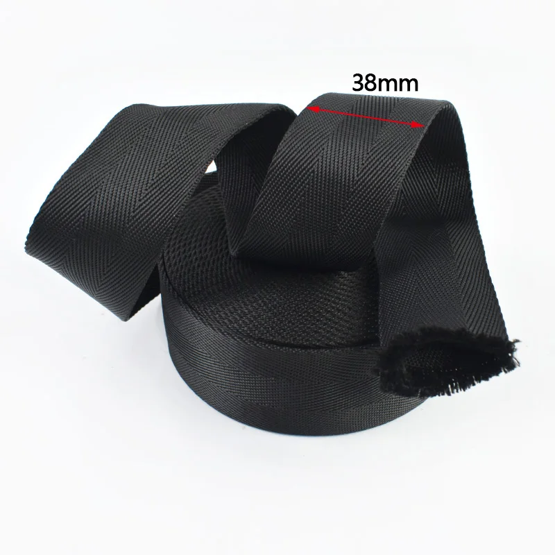 Black Nylon Webbing Strap - Durable 1.5mm Thick Tubular Ribbon for Belts, Slings, and Decorations