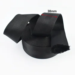 Black Nylon Webbing Strap - Durable 1.5mm Thick Tubular Ribbon for Belts, Slings, and Decorations (Black - 38mm)