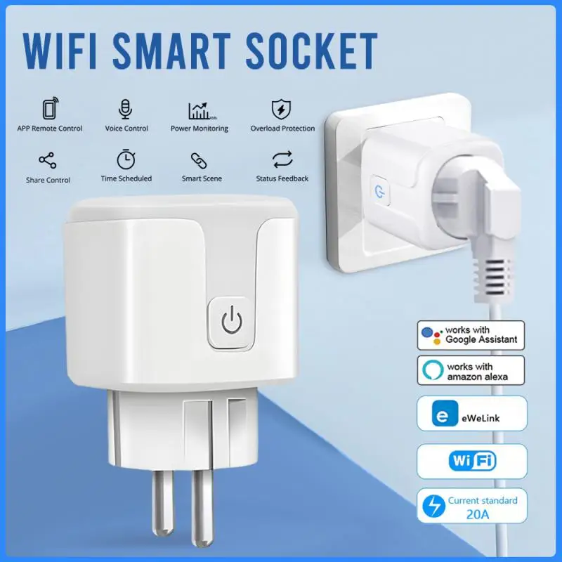 

20A EWelink WiFi/Zigbee EU Smart Plug Smart Socket With Power Monitoring Timing Function Voice Control With Alexa Google Home