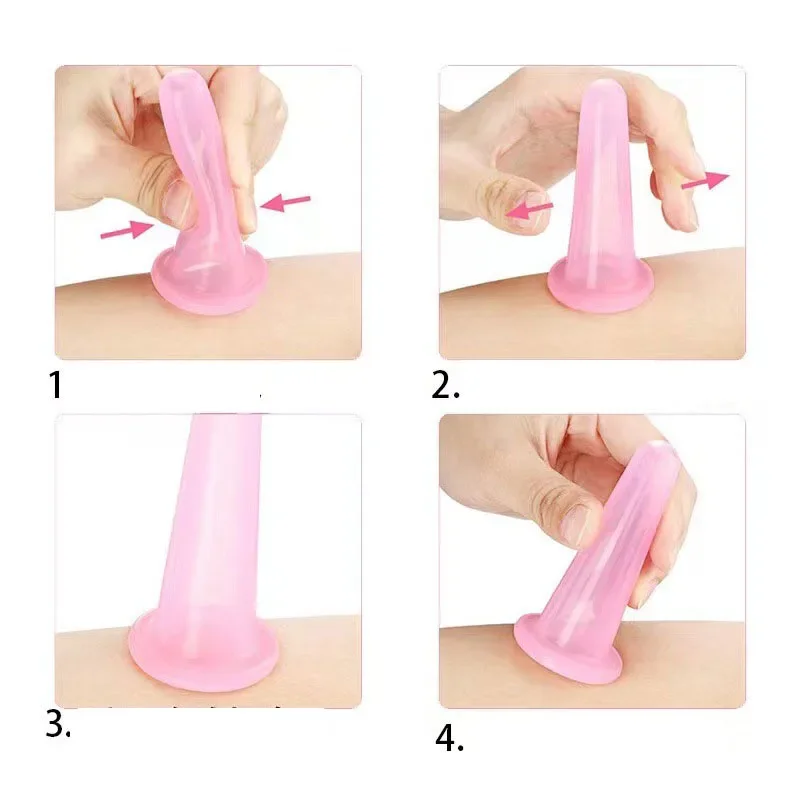 4 Pcs Facial Cupping Set Silicone Vacuum Cupping Cups Facial Cupping Treatment Anti Aging Beauty Tool for Face Cupping Massage