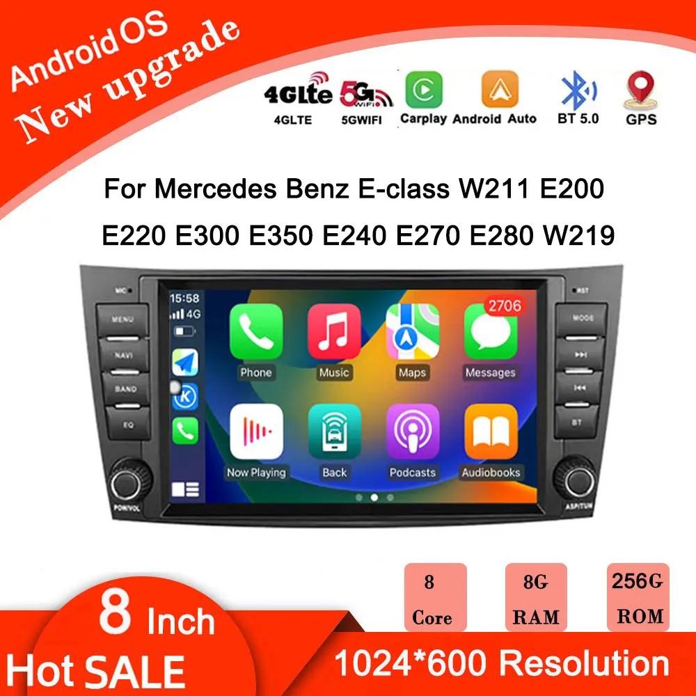 thumbnail image 2 of Navi For Mercedes Benz E/CLS/G Class W211 W219 Head Unit Tesla Player Audio Radi 2 of 12