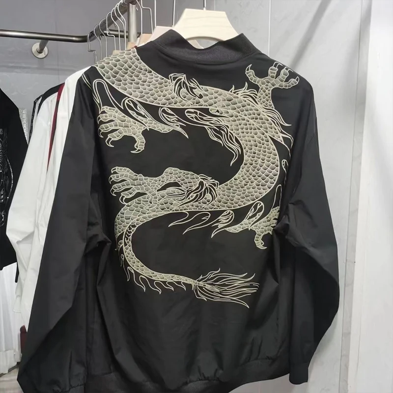 Autumn Winter KPOP Fashion Style Harajuku Slim Fit Tops Loose Casual All Match Jacket Printed Patchwork Long Sleeve Outerwear