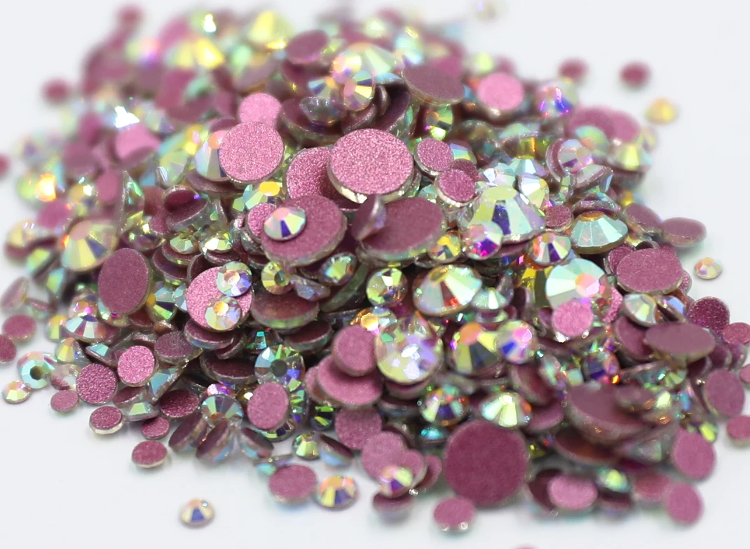 100Gross Bulk Big Package 14400pcs/Bag Flatback Crystals AB Nail Rhinestones For Nails 3D Nail Decorations SS3-SS20 Glass Gems