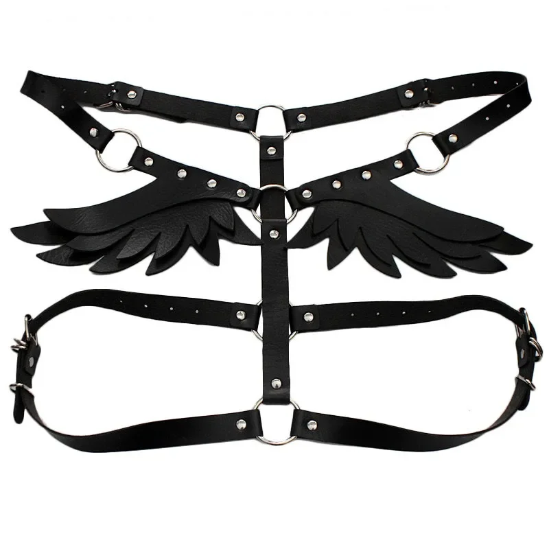 

UYEE Sexy Lingerie Women Belt PU Leather Harness Angel Wing Gothic Vitality Harajuku Waist Garter Waistband Punk Rave Outfit