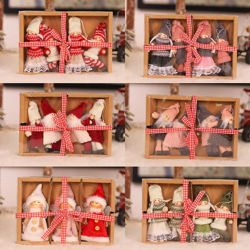 

Christmas Pendant Plush Ornament Doll Gift Box Sets Decoration Hanging Window Dressing Xmas Tree Creative Scene Layout Home Deco