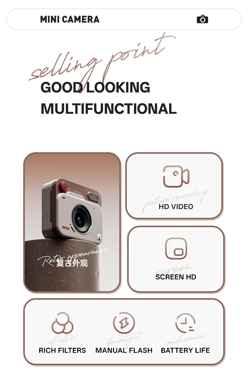 New Mini Compact Digital Camera Keychain HD CCD Retro Camera Screen Keyring Outdoor Travel Photography Birthday Christmas Gift