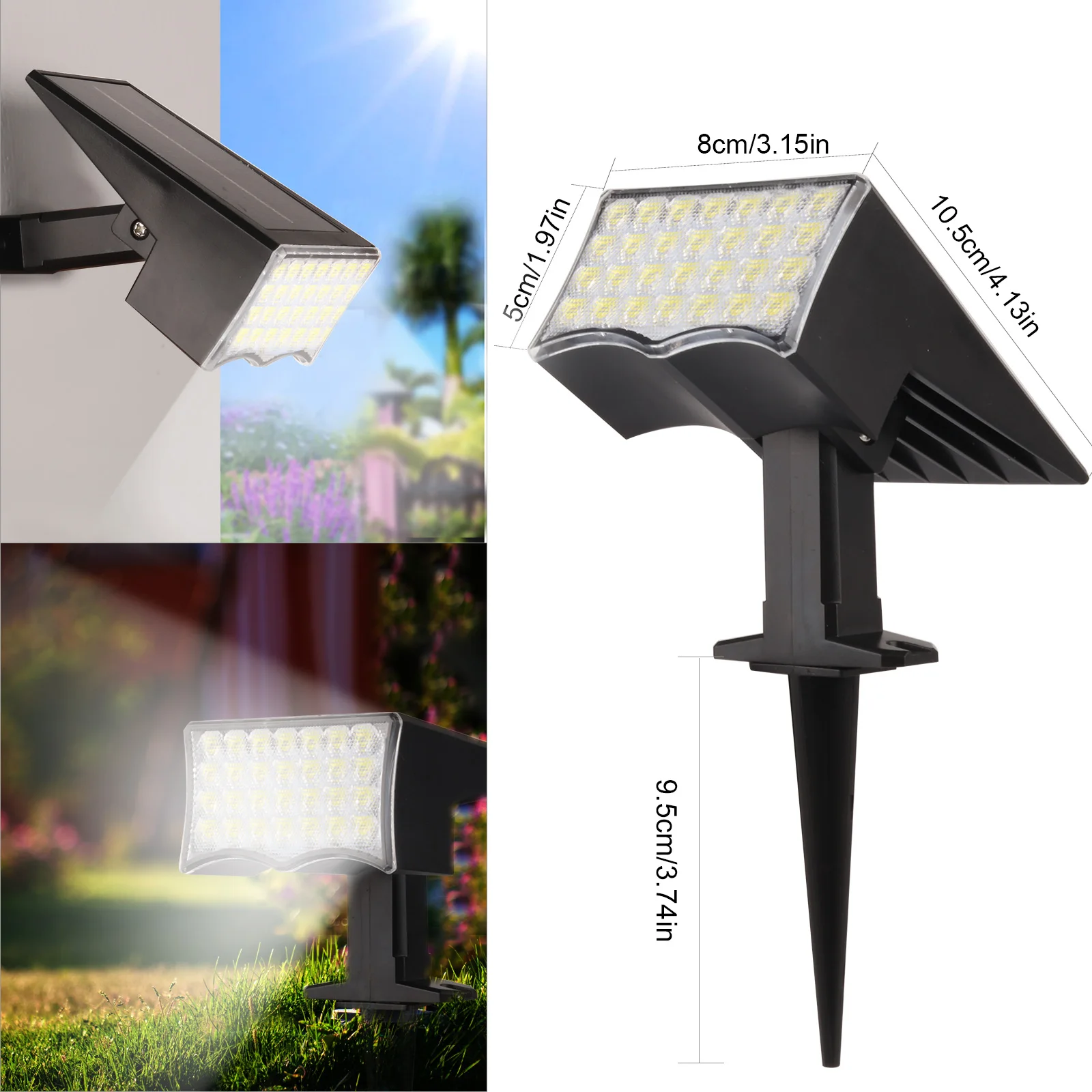 Description Picture 5 of item4PCS 6PCS Warm/RGB Outdoor Solar Landscape Spotlights Solar Wall Lamp Color Changing Wireless For Garden Yard Walkway Waterproof