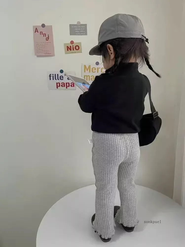 Girls Ribbed Flared Trousers 4