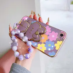Vibrant Floral Phone Case Set with Lanyard and Stand - iPhone 7 Plus (PURPLE)