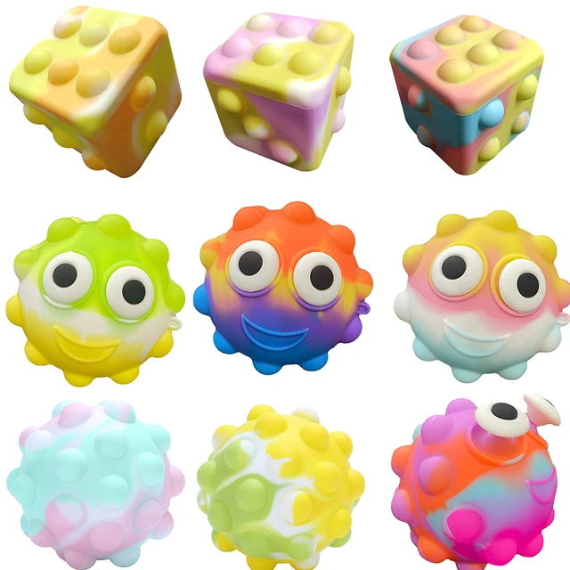 1PC Fidget Dice Toys Push Bubble Popper Cube Sensory Fidget Toys Puppet 3D Squeeze Dice Cube Ball Portable Popping Game 1