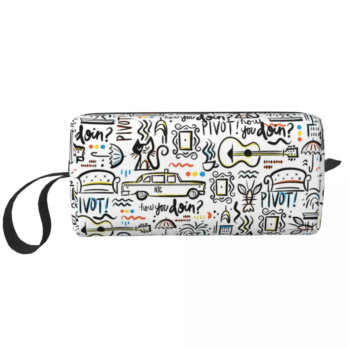 

Friends TV Show Makeup Bag Pouch Zipper Cartoon Graffiti Cosmetic Bag Travel Toiletry Small Makeup Pouch Storage Purse Men Women