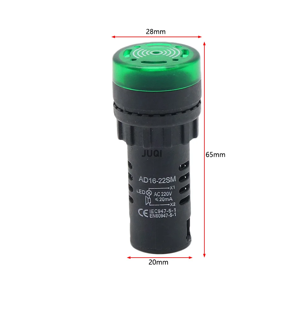10Pcs red green yellow LED Audible and visual buzzer flash alarm indicator light DC 12V 24V AC 110V 220V 22mm AD16