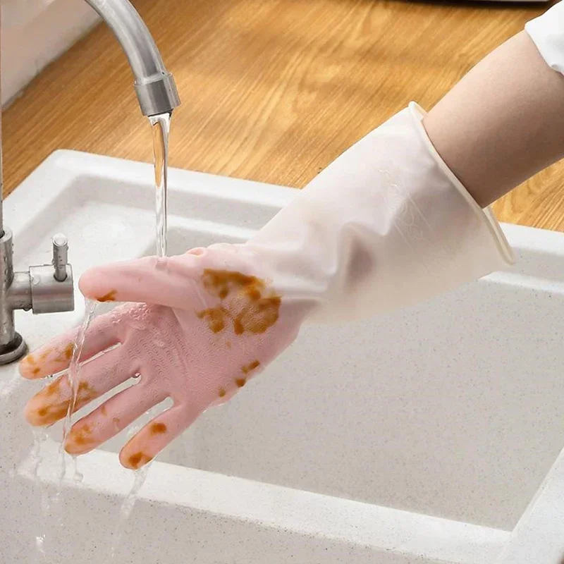 Silicone Cleaning Gloves Dishwashing Cleaning Gloves Scrubber Dish Washing Sponge Rubber Tools 1Pair work gloves protective gloves