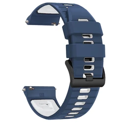 Sport Silicone Adjustable Strap for Smartwatch - Compatible Replacement Band (Blue White)