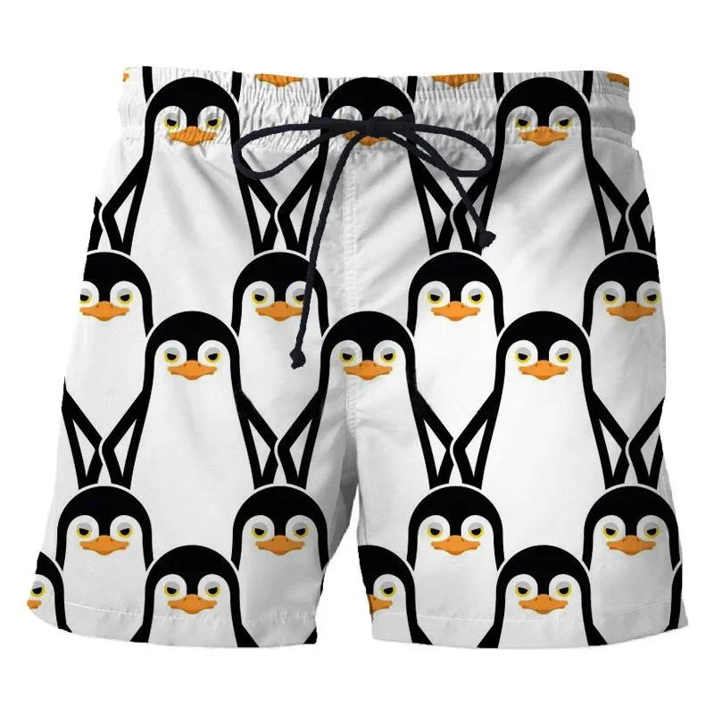 3D Printed Penguin Men's Short Pants Fashion Hawaii Beach Shorts Cool Casual Summer Quick Dry Animal Pattern Sports Swim Trunks 4